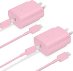 GUUSMART 2-Pack 25W Type C Fast Charging Block with 6ft USB C Charger Cable