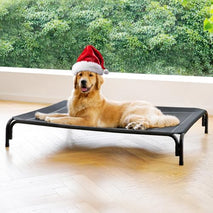 elevated dog bed for large dogs, black, 43.3 inches, no tools required, washable mesh, anti-slip feet