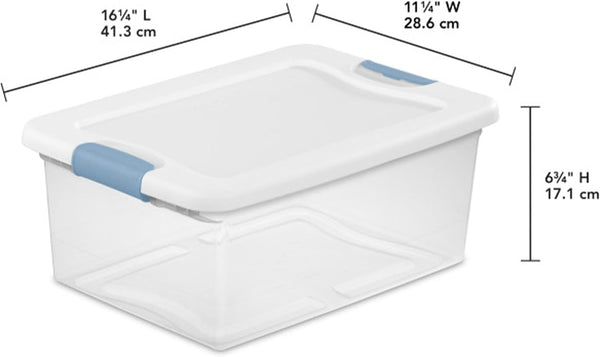 Sterilite 12-Pack Latching Box Storage Containers for Closet, Bathroom, and Office