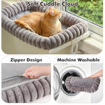 cloud-cuddle cat window perch with 4-sided bolster gray large