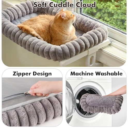 cloud-cuddle cat window perch with 4-sided bolster gray large