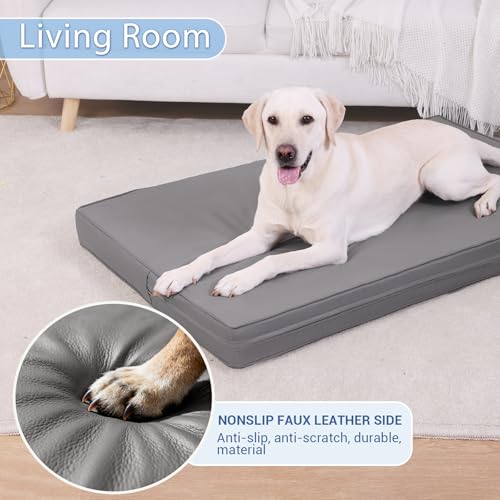 Vonabem Large Waterproof Dog Bed with Removable Cover and Orthopedic Foam, 42 inch Grey, XL Crate Pad