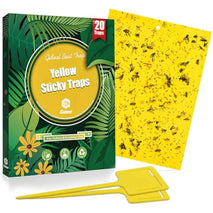 Gideal 20-Pack Dual-Sided Yellow Sticky Traps for Flying Plant Insect Such as Fungus Gnats, Whiteflies, Aphids, Leafminers,Thrips - (6x8 Inches, Included 20pcs Twist Ties)