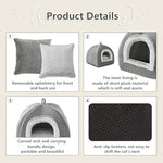 grey cat bed cave for indoor cats kittens and small pets foldable washable 15 inches