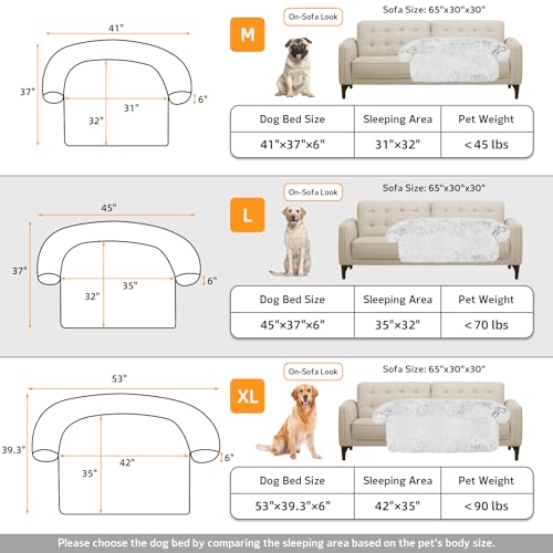 Calming Light Grey Large Dog Bed with Fluffy Plush Cover and Non-Slip Base for Large Medium Small Dogs and Cats