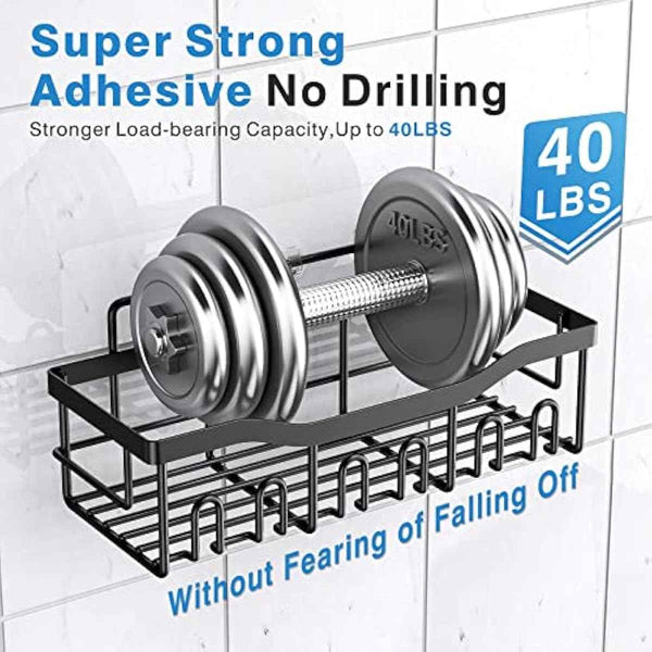 EUDELE 5-Pack Rustproof Stainless Steel Adhesive Shower Caddy, Large Capacity Bath Organizers for Bathroom Storage & Decor