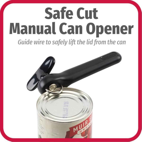 Good Cook Safe Cut Manual Can Opener, Black, Sharp Edge-Free, Stainless Steel