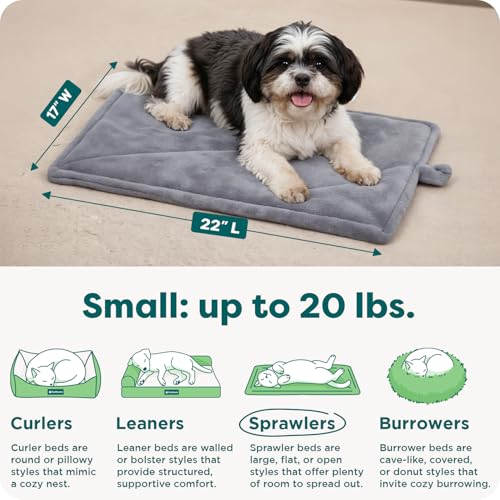 FurHaven ThermaNAP self-warming cat mat, small dog bed with machine washable plush faux fur, gray