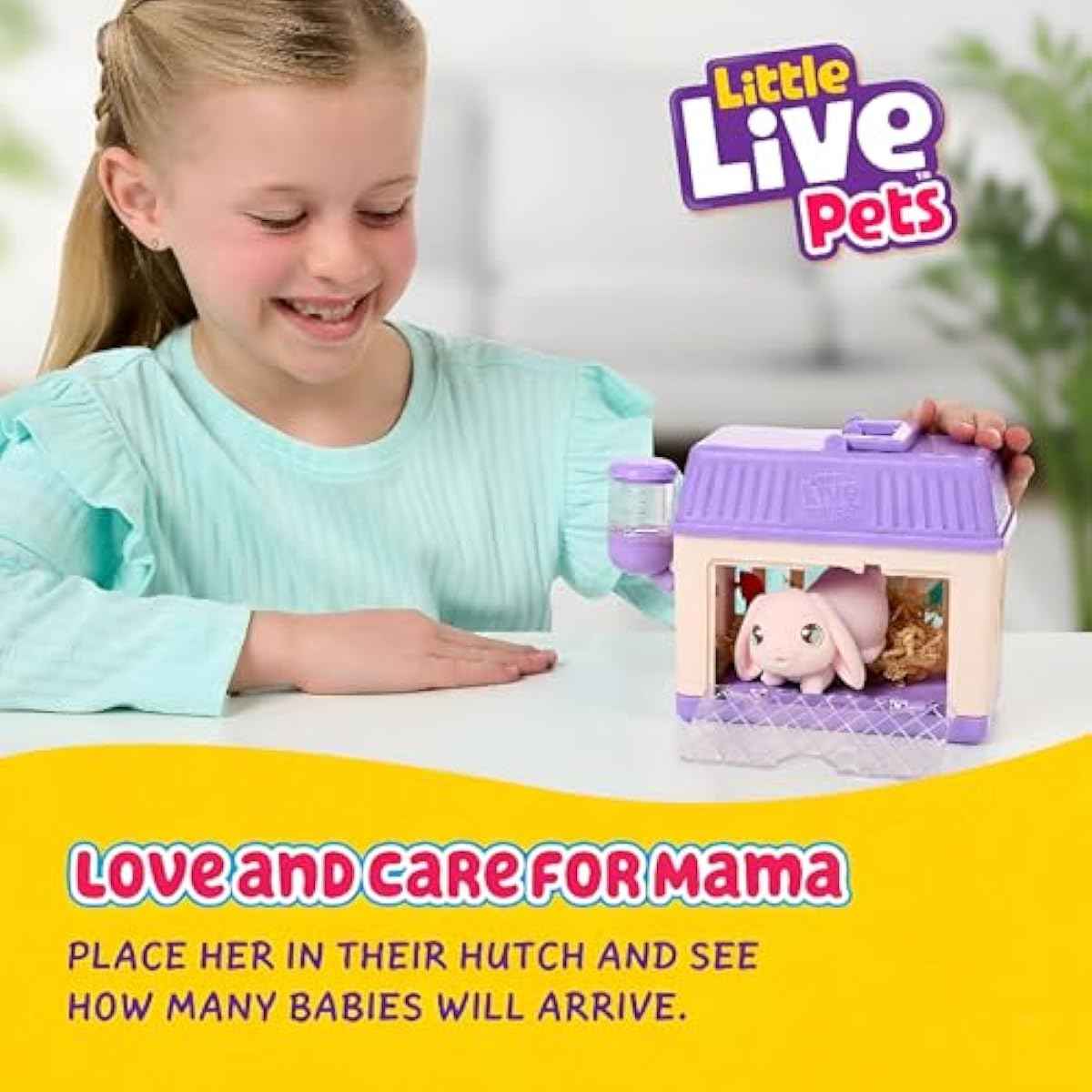 Little Live Pets Bunny Mini Interactive Toy Set, Hutch Animal Playset with 3 Surprise Babies, 20+ Sounds, Bunny Accessories for Girls Ages 3+