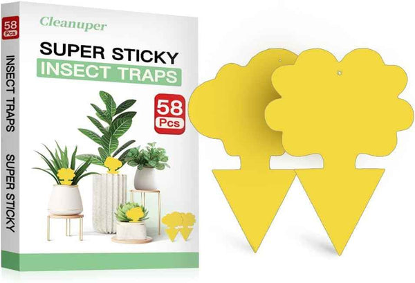 58 Pack Flying Insect Traps for Plants – Green Sticky Traps for Fungus Gnats, Flies & Flying Bugs, Indoor Outdoor Flying Bug Catcher for Pots, Garden & Kitchen, Non-Toxic, Odorless, Kid & Pet Safe