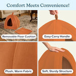 Petmaker Indoor Cat Bed with Removable Foam Cushion - Small Animal Tent for Kittens, Rabbits, Guinea Pigs, and More - Brown