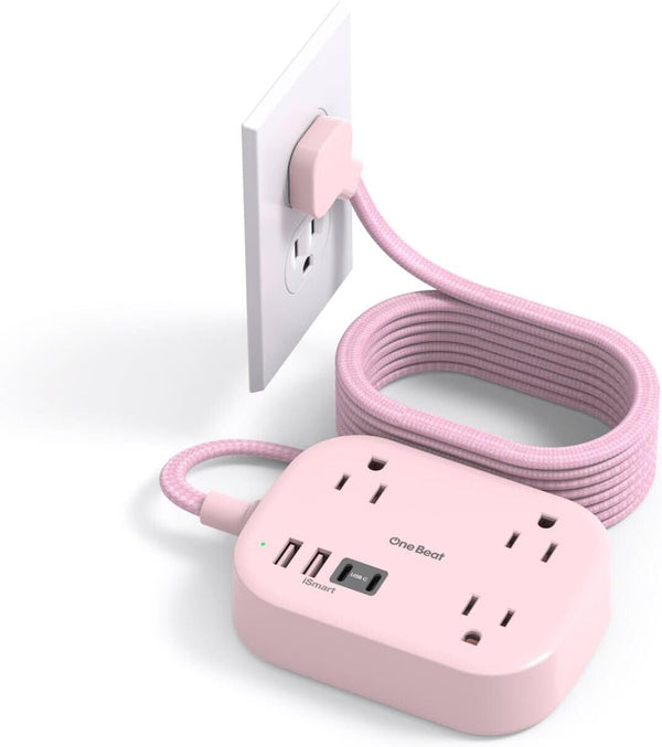 Cruise Essentials 2026,One Beat Travel Power Strip with USB C,Flat Plug Extension Cord with 3 Outlets 4 USB Ports(2 USB C),6 ft Desk Wall Outlet Extender,Non Surge Protector for Cruise,Dorm Room,ETL