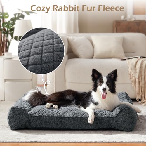 joejoy orthopedic dog bed large size grey 42x30 inches extra thick supportive couch bed for big dogs