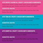 Purina Friskies Grain Free Wet Cat Food Lickable Treats Variety Pack with Salmon, Tuna or Shrimp - 30 Cups, 1.2 oz each