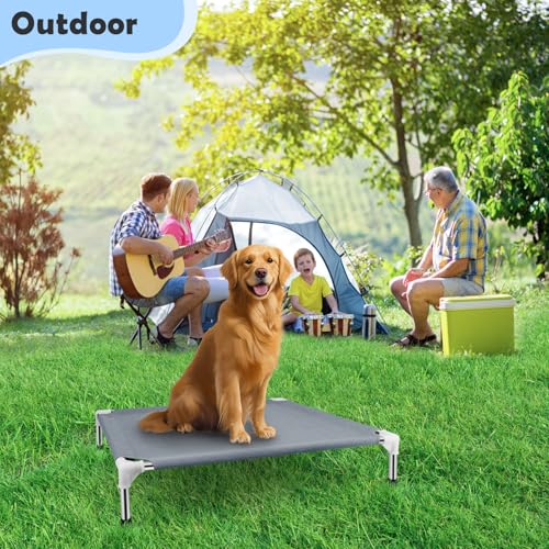 elevated cooling dog bed raised outdoor medium dogs portable pet cots polyester cotton
