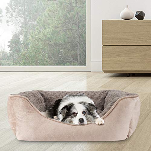 JOEJOY rectangle dog bed for medium large small dogs - soft breathable orthopedic sofa bed with anti-slip bottom, beige