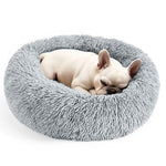 hoewina dog & cat bed for indoor cats light grey 20in calming donut bed