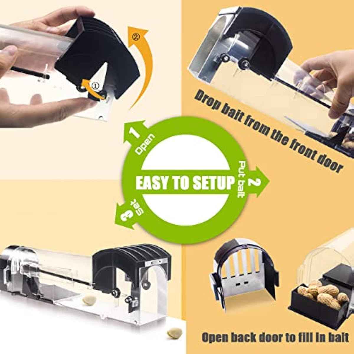 Humane Mouse Traps, 12 inches Enlarged No Kill Rat Live Traps for Chipmunks, Reusable Catch and Release Mice, Pet and Children Friendly Mouse Trap That Work