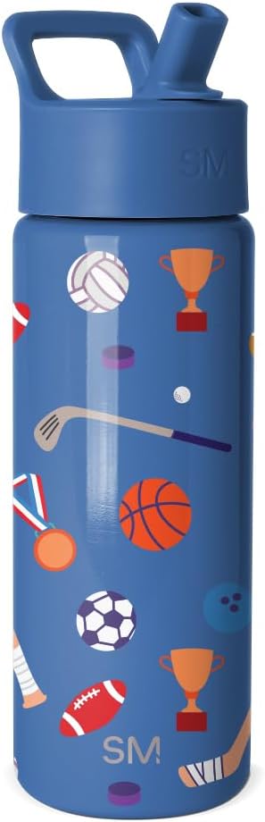 Simple Modern Kids Water Bottle with Straw Lid, 14oz Insulated Stainless Steel Tumbler for School