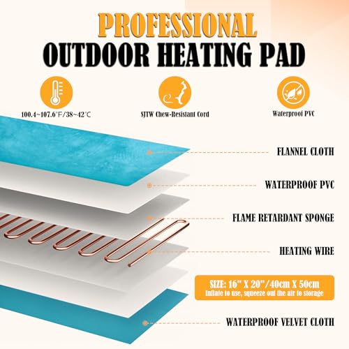 petnf waterproof outdoor heated cat bed mat for feral cats and dogs 20x16