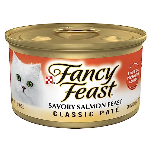 purrina fancy feast salmon feast classic grain free wet cat food pate 3 oz cans pack of 24