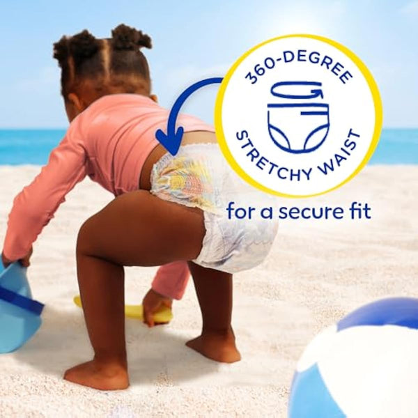 Pampers Splashers Disposable Baby Swim Diapers in Size 4, 18 Count, Gap-Free Protection