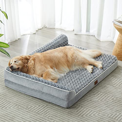 BFPETHOME orthopedic egg foam L-shaped dog bed for large dogs, waterproof sofa dog bed with removable washable cover