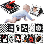 urmywo black and white baby toy, tummy time high contrast newborn toys 0-3 months, soft baby book