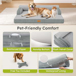 xl orthopedic dog bed, extra large dog bed, dual-sided pet cooling beds with memory foam, light grey