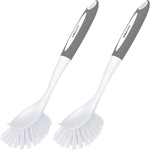 Dish Brush with Handle, 2 Pack Kitchen Scrub Brushes for Cleaning, Dish Scrubber with Stiff Bristles for Sink, Pots, Pans
