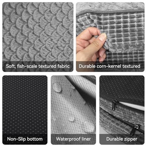joejoy orthopedic dog bed large xl egg-crate memory foam pet couch bed bolster grey