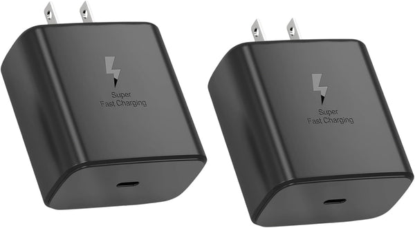 Fast Charging Block for Samsung Galaxy and LG Devices, 2 Pack, Black