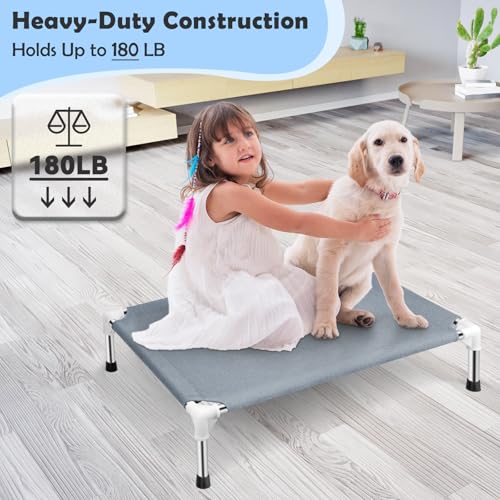 elevated cooling dog bed raised outdoor medium dogs portable pet cots polyester cotton