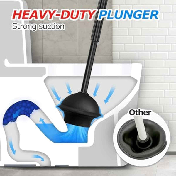 2-in-1 toilet plunger and brush set with extended handle for easy bathroom cleaning and maintenance