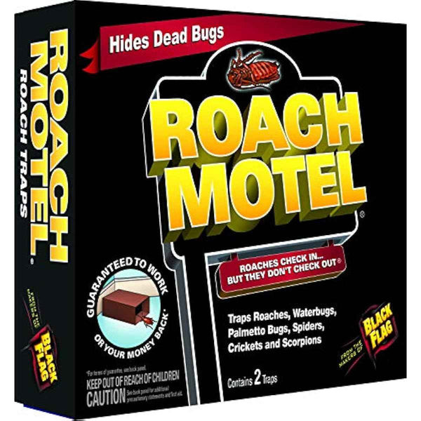 Black Flag Roach Motel Traps, 2-Count, 1-Pack, Adhesive Insect Trap for Kitchens, Bathrooms, and Basements