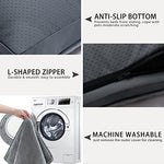 gray waterproof deluxe plush dog bed with removable washable cover anti-slip bottom for large medium small dogs 35x22 inch