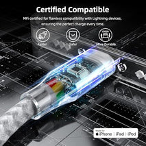 iphone 3 pack 10ft lightning nylon braided apple mfi certified fast charging cord