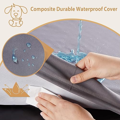 BFPETHOME grey waterproof large dog bed for medium, large and extra large dogs with orthopedic egg crate foam