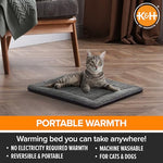 K&H self-warming cat bed pad for outdoor cat houses, reversible grey/black 21x17in machine washable