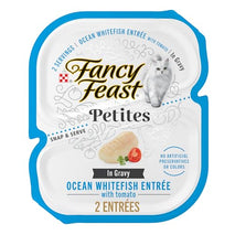 Purina fancy feast petites ocean whitefish entree with tomato in gravy gourmet wet cat food pack of 12 2.8 oz tubs