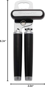 KitchenAid Classic Multifunction Can Opener and Bottle Opener Easy to Use, Razor Sharp Stainless Steel Cutting Wheel, Soft Ergonomic Handles, Black