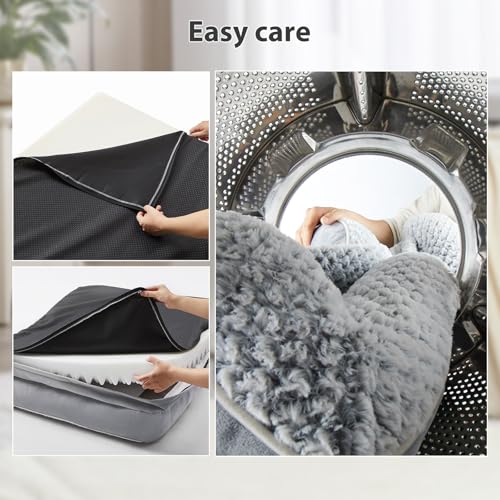 Large Orthopedic Dog Bed with Egg Crate Foam and Waterproof Pillow Cover, Grey, 36" x 27" x 6.5"