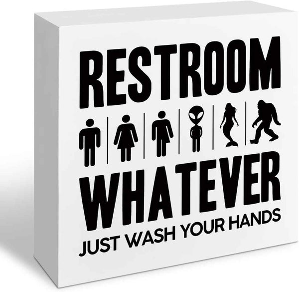 Funny Restroom Bathroom Wooden Signs, Funny Bathroom Sayings, Humor Washroom Quotes Block Plaque, Wall Art/Home Decor, Rustic Wooden Box Signs, Farmhouse Decor, Housewarming Gift