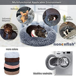 Small Calming Round Dog Bed for Small Dogs Machine Washable Fluffy Luxury Anti-Slip Waterproof Mute Base