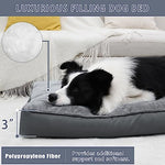gray waterproof deluxe plush dog bed with removable washable cover anti-slip bottom for large medium small dogs 35x22 inch