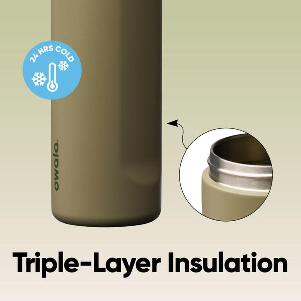 Insulated stainless steel water bottle with straw for travel