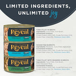 Reveal Natural Wet Canned Cat Food, 3-Flavor Variety Pack, Grain-Free, High Protein, No Artificial Additives, 12 x 2.47 oz Cans