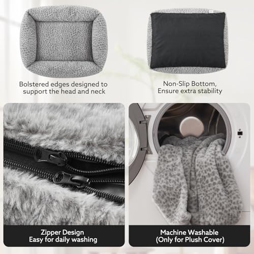 joejoy dog bed medium size dog faux rabbit fur pet bed non skid bottom