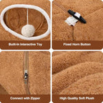 R1M Cat Donut Tunnel Bed Toy for Small and Larger Indoor Cats with Two Fish Toys, Brown