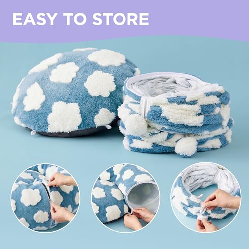 lesure standard cozy clouds blue cat tunnel bed for indoor cats and small pets with washable cushion